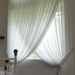 Double Sheer Curtain with Wooden Rod